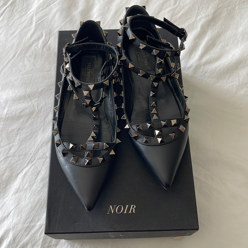 VALENTINO Garavani Rockstud Noir ballerina l size 36